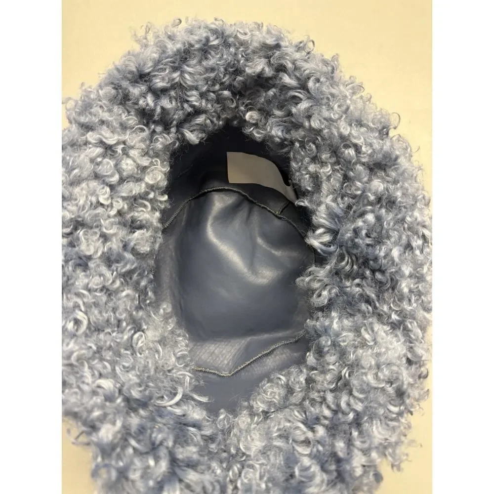 Fiorucci 3-D Logo. Shearling Bucket Hat. Lined. Blue. Y2k  display picture 3